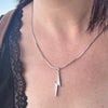 MOTHER OF PEARL LIGHTNING BOLT PENDANT – Rhodium-plated Silver Necklace