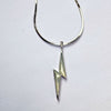 MOTHER OF PEARL LIGHTNING BOLT PENDANT – Rhodium-plated Silver Necklace