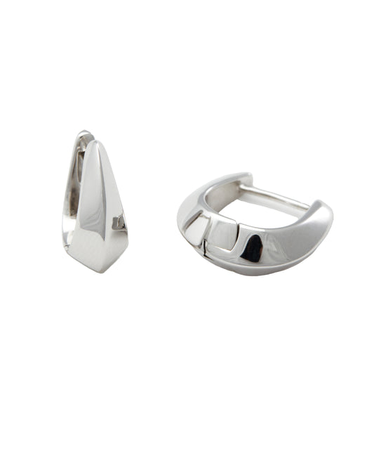 EDGE HUGGIE RHODIUM-PLATED STERLING SILVER - Mini Hoop Earring