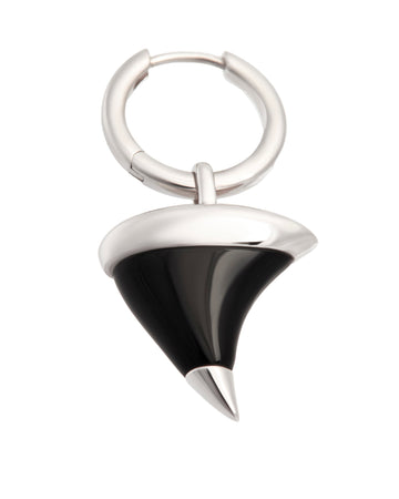 MIDNIGHT THORN HUGGIE WITH CHARM - Small Black Onyx Earring