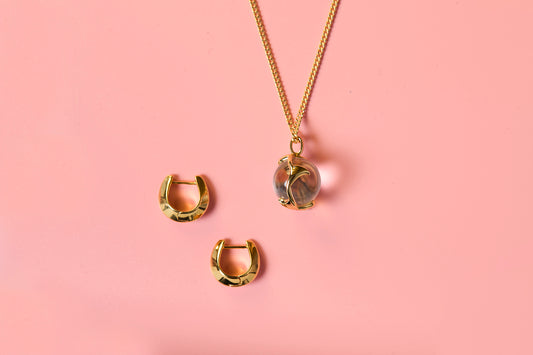 Gift Set - Wild Moon Necklace and Edge of Nature Huggies