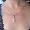 MOTHER OF PEARL LIGHTNING BOLT PENDANT – Rhodium-plated Silver Necklace
