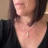 MOTHER OF PEARL LIGHTNING BOLT PENDANT – Rhodium-plated Silver Necklace