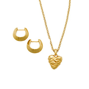 Gift Set - Wild Thorn Heart Small Necklace and Edge of Nature Huggies