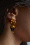 MIDNIGHT THORN HUGGIE WITH CHARM - Small Black Onyx Earring