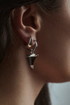 MIDNIGHT THORN HUGGIE WITH CHARM - Small Black Onyx Earring