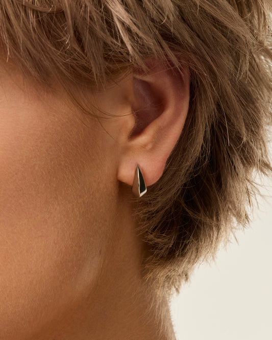 EDGE HUGGIE RHODIUM-PLATED STERLING SILVER - Mini Hoop Earring