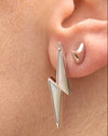MOTHER OF PEARL LIGHTNING BOLT EARRINGS – Rhodium Silver Drop Earrings
