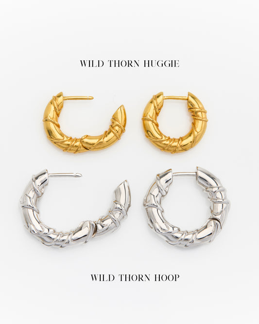 WILD THORN HOOP RHODIUM-PLATED STERLING SILVER- Small Hoop Earring
