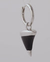 MIDNIGHT THORN HUGGIE WITH CHARM - Small Rhodium Silver Black Onyx Earring